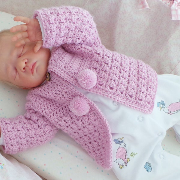 CROCHET CARDIGAN PATTERN  * Bobtail Baby Cardigan * Baby Cardigan Crochet pattern, Reversible cardigan, Sizes Newborn - 2 years, Best Seller