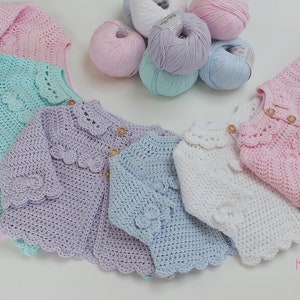 CROCHET CARDIGAN PATTERN Girls Crochet Pattern, Little Bow Cardie, Step by Step Photo Tutorial Stitch Guide 7 sizes from Newborn up to 4 yrs