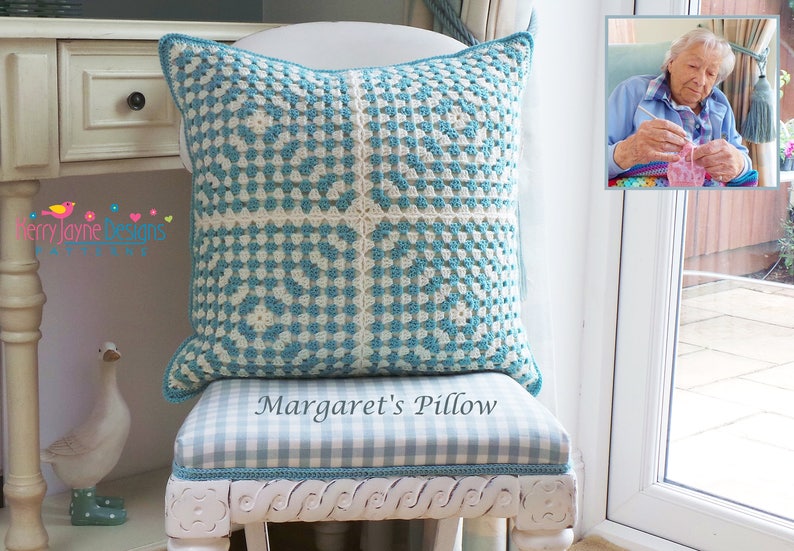 CROCHET PATTERN MARGARET'S Granny Square Pillow Pattern Traditional Granny Square Pillow Crochet Pattern With A Modern Twist Photo Tutorial image 1