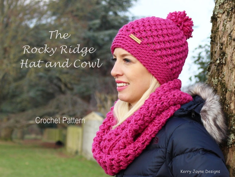 Adult CROCHET PATTERN Rocky Ridge crochet hat and cowl Pattern Puff stitch hat Crochet Pattern Puff stitch cowl Crochet Pattern Sizes Teen