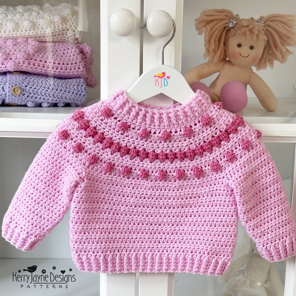 BABY AND CHILD Sweater Crochet Pattern - Nordic Hugs Jumper - Round Yoke Sweater Pattern includes  8 sizes from 0-6m - 10yrs, Photo Tutorial
