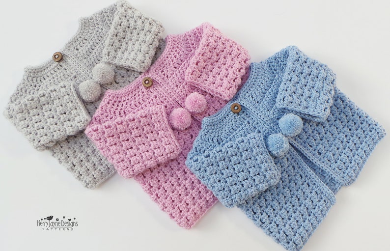 BABY CARDIGAN, CROCHET Pattern, Unisex cardigan, Photo Tutorial, Baby Girl Cardigan, Baby Boy Cardigan, Preemie Baby, Sizes Prem up to 2 yrs image 8