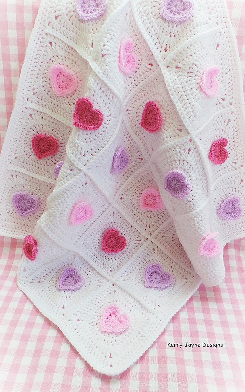 CROCHET BABY BLANKET Pattern Jazzy Heart Blanket Pattern Etsy