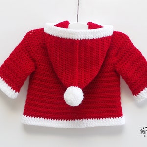 Christmas Baby Jacket Crochet Pattern - Santa Baby Hoodie - Unisex Hooded Baby Cardigan, Includes Photo Tutorial, Sizes Newborn - 2 years