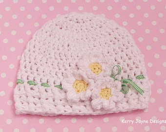 CROCHET HAT PATTERN - Spring Sprogs Baby hat pattern Spring hat pattern Cotton hat pattern Spring hat pattern By Kerry Jayne Designs No18 Uk