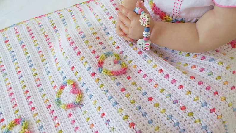 Crochet Baby Blanket Pattern, LOVE U LOTS.. like Jelly Tots Crochet Blanket Pattern, Love you lots like jelly tots, Baby Blanket Pattern UK image 1