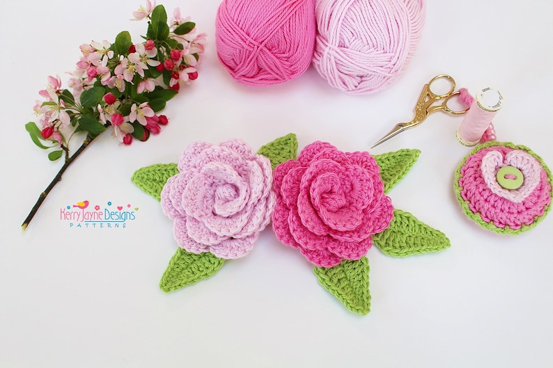 KERRYS CAMELLIA FLOWER Pattern Crochet Flower Pattern Flower And Leaf Crochet Pattern Crochet leaf pattern Flower Crochet Pattern leaves image 3