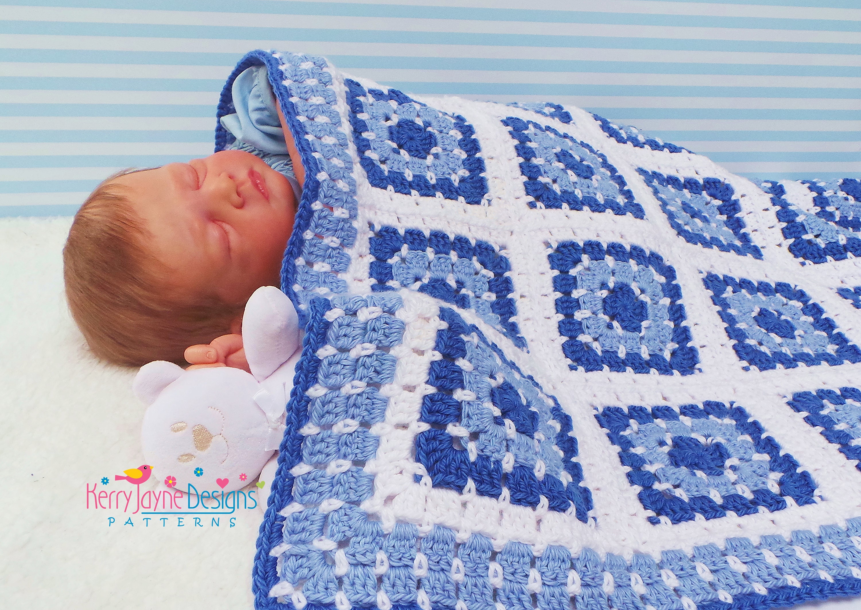 23 Baby Boy Blanket Crochet Patterns for Cozy Gifts and Nursery Keepsakes 22 Poolside Granny Square Blanket pattern Crochet Baby
