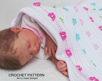 AS - YOU - GO Crochet Pattern - Butterfly baby crochet blanket pattern - Any size - Beautiul baby blanket crochet Pattern - Butterfly Parade