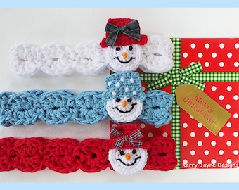 CROCHET HEADBAND PATTERN Snowman headband pattern Christmas crochet pattern 8 sizes Crochet snowman pattern Baby headband pattern Usa - No1A