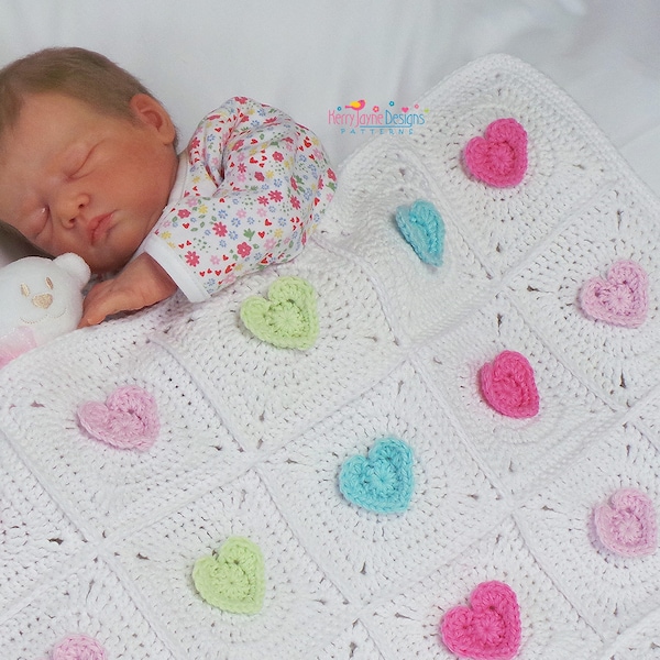 CROCHET BABY BLANKET Pattern Jazzy Heart Blanket Pattern Crochet Blanket Pattern Colorful Crochet Blanket Pattern Instant Download Usa terms