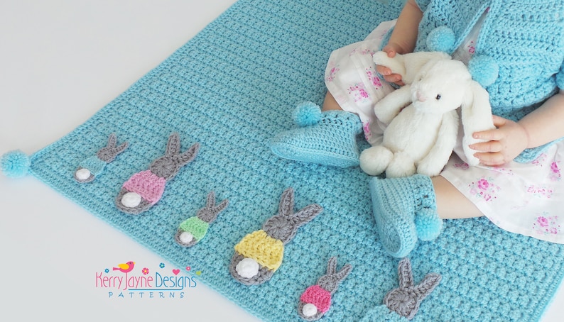 BABY BLANKET Crochet Pattern Bunny Blanket Crochet pattern Includes Tutorials for Blanket and Two Bunny sizes Instant download pattern image 5