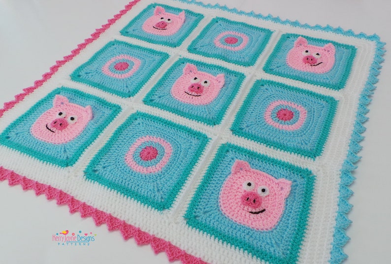 PIGGY BLANKET PATTERN Crochet Piggy Blanket Pattern Baby Blanket Pattern Cute Pig Blanket Pattern for Babies Children and Cute Pig Lovers image 2