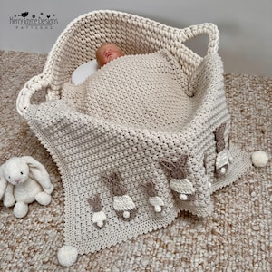 BABY BLANKET Crochet Pattern - Bunny Parade Blanket - Includes 2 Tutorials for Blanket and Bunnies 2 sizes included - PDF Crochet Pattern image 2