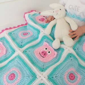 PIGGY BLANKET PATTERN Crochet Piggy Blanket Pattern Baby Blanket Pattern Cute Pig Blanket Pattern for Babies Children and Cute Pig Lovers image 3