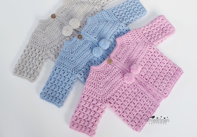 BABY CARDIGAN, CROCHET Pattern, Unisex cardigan, Photo Tutorial, Baby Girl Cardigan, Baby Boy Cardigan, Preemie Baby, Sizes Prem up to 2 yrs image 9