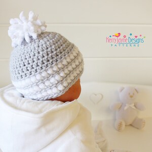 CROCHET HAT PATTERN Arctic Flurry Crochet Hat Pattern Winter Hat Crochet Pattern Pom Pom Hat pattern Sizes, Baby Toddler Child Teen Adult xl image 2