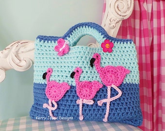 FLAMINGO CROCHET BAG Pattern - Fun crochet bag pattern Unique design By Kerry Jayne Designs Instant download Pdf pattern Flamingo pattern Uk