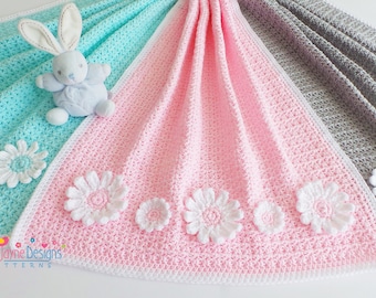 BABY BLANKET Crochet Pattern - Delightful Daisy Blanket Crochet Pattern - Includes detailed tutorial - Flower blanket crochet pattern - PDF