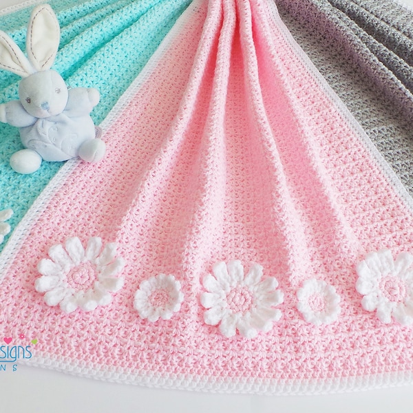 BABY BLANKET Crochet Pattern - Delightful Daisy Blanket Crochet Pattern - Includes detailed tutorial - Flower blanket crochet pattern - PDF