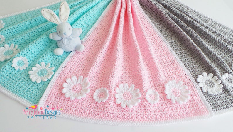 BABY BLANKET Crochet Pattern - Delightful Daisy Blanket Crochet Pattern - Includes detailed tutorial - Flower blanket crochet pattern - PDF bild 1