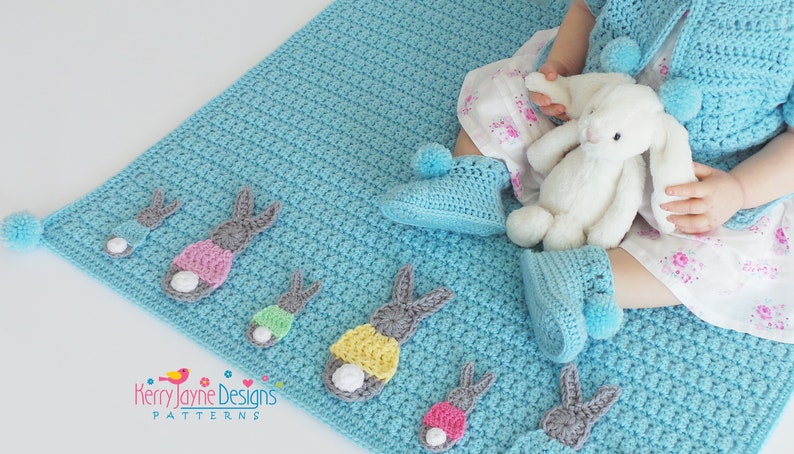 CROCHET BLANKET PATTERN Bunny Parade Blanket Crochet pattern Includes Tutorials for Blanket and Two Bunny sizes Instant Pdf Pattern image 7