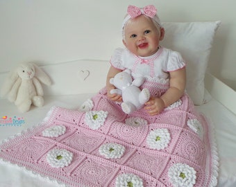 Granny Square Blanket Pattern - Baby Blanket crochet pattern - Delightful Dahlia Blanket - Flower Blanket Pattern - Baby Afghan Pattern Pdf