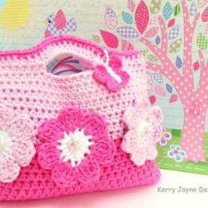 CROCHET Bag Pattern By KerryJayneDesigns Girls Crochet Bag pattern Girls tote pattern Childs bag pattern Girls crochet purse pattern Uk Pdf