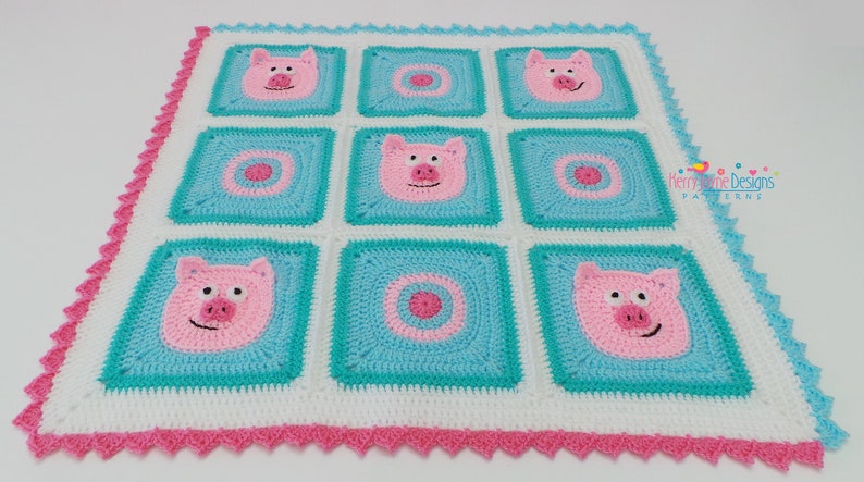 PIGGY BLANKET PATTERN Crochet Piggy Blanket Pattern Baby Blanket Pattern Cute Pig Blanket Pattern for Babies Children and Cute Pig Lovers image 5