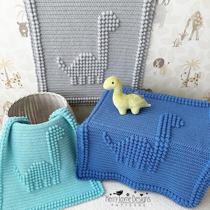 DINOSAUR BLANKET Crochet Pattern, Bobble Blanket, Easy Crochet, 4 page graph of blanket to print out, Written instructions, Photo Tutorial