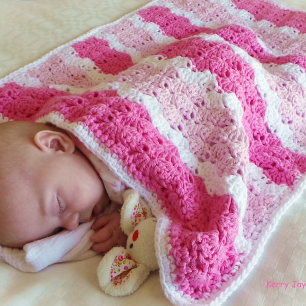 SHELL STITCH BLANKET Crochet pattern By KerryJayneDesigns crochet baby blanket pattern Cotton blanket pattern Email pattern download Usa Pdf