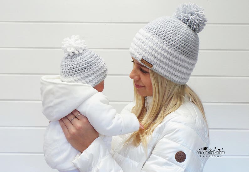 CROCHET HAT PATTERN Arctic Flurry Crochet Hat Pattern Winter Hat Crochet Pattern Pom Pom Hat pattern Sizes, Baby Toddler Child Teen Adult xl image 1