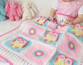 OWL BLANKET PATTERN  Owl Blanket Crochet Pattern Crochet Owl Blanket Pattern - Baby Owl Blanket Pattern Crochet Owl Blankets Crochet Blanket