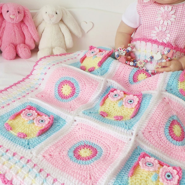 OWL BLANKET PATTERN  Owl Blanket Crochet Pattern Crochet Owl Blanket Pattern - Baby Owl Blanket Pattern Crochet Owl Blankets Crochet Blanket