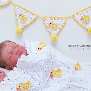 DUCK pattern Blanket and Bunting Set - Two in One Crochet Pattern - Duck Blanket Crochet Pattern - Duck Bunting Crochet Pattern