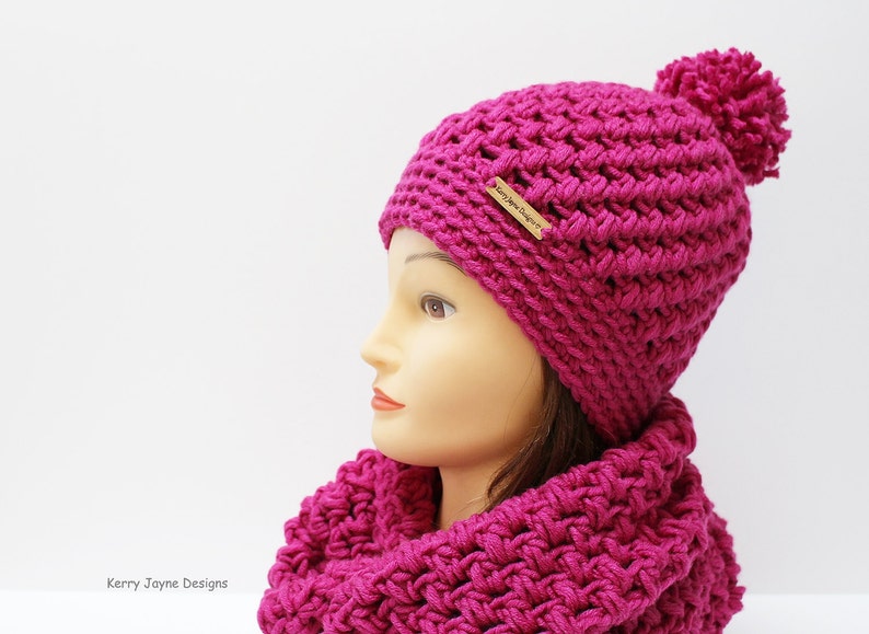Adult CROCHET PATTERN Rocky Ridge crochet hat and cowl Pattern Puff stitch hat Crochet Pattern Puff stitch cowl Crochet Pattern Sizes Teen