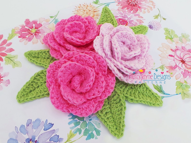 KERRYS CAMELLIA FLOWER Pattern Crochet Flower Pattern Flower And Leaf Crochet Pattern Crochet leaf pattern Flower Crochet Pattern leaves image 1