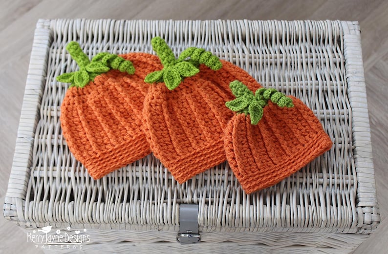 Pumpkin Hat Crochet Pattern, Halloween Crochet Hat, Baby to Adult, 6 Sizes, UK USA Terms, PDF Pattern image 4