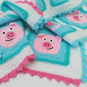 PIGGY DECKE MUSTER Häkeln Schweinchen Decke Muster Baby Decke Muster Süßes Schwein Decke Muster für Babys Kinder und Süße Schwein Liebhaber Bild 4