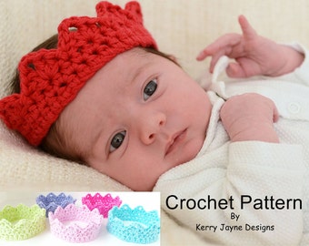 CROCHET CROWN PATTERN, Newborn Crown Pattern, Coronation Crown, Prince / Princess Crown 8 Sizes, Newborn to Adult Crown Pattern Uk