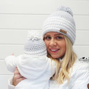 CROCHET HAT PATTERN Arctic Flurry Crochet Hat Pattern Winter Hat Crochet Pattern Pom Pom Hat pattern Sizes, Baby Toddler Child Teen Adult xl image 4