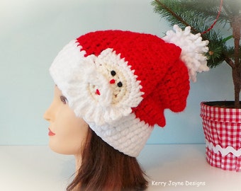 CROCHET PATTERN - Double Santa Hat - Cristmas crochet pattern, Quirky Santa hat pattern By Kerry - Comes in sizes 12 months - large ladies!