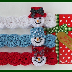 CROCHET HEADBAND PATTERN Snowman headband pattern Christmas crochet pattern 8 sizes Crochet snowman pattern Baby headband pattern Usa No1A image 5