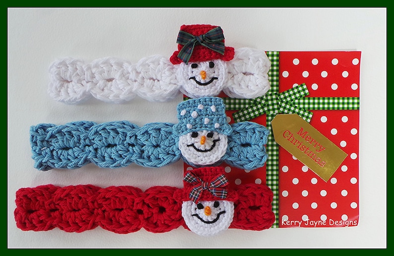 CROCHET HEADBAND PATTERN Snowman headband pattern Christmas crochet pattern 8 sizes Crochet snowman pattern Baby headband pattern Usa No1A image 5