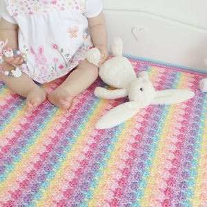 Crochet Baby Blanket pattern - Melting Rainbows - Colourful crochet Blanket Pattern - Easy Crochet Blanket Pattern - Includes Photo tutorial