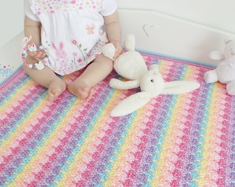 Baby Blanket Crochet Pattern - Melting Rainbows - Colourful Crochet Blanket Pattern - Easy Blanket Pattern - Photo tutorial By Kerry Jayne