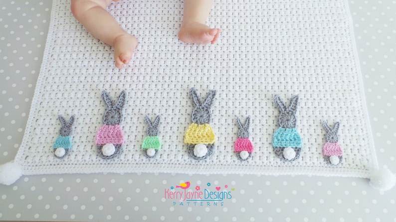 CROCHET BLANKET PATTERN Bunny Parade Blanket Crochet pattern Includes Tutorials for Blanket and Two Bunny sizes Instant Pdf Pattern image 6