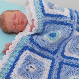 CROCHET TEDDY BLANKET Pattern - Teddy Bear Blanket Crochet Pattern - Teddy Bear Granny square pattern - Includes beautiful Photo Tutorial