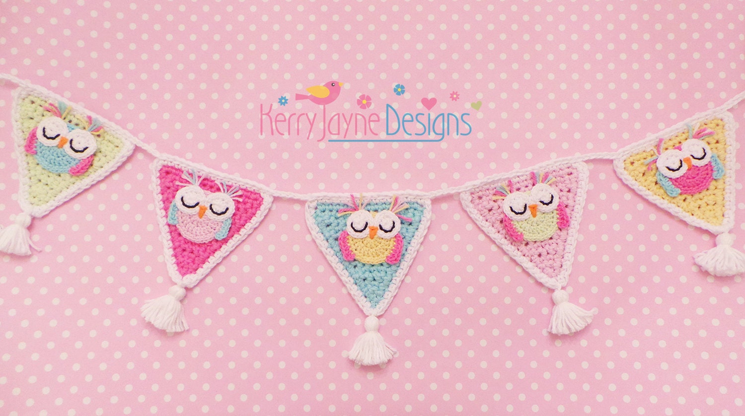 30 Crochet Owl Patterns: Creative, Delightful, and Adorable Finds 26 Owl Appliqué Bunting Garland Pattern