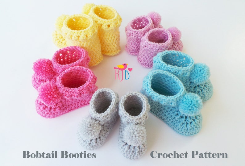 CROCHET BOOTIES PATTERN, Unisex Baby Booties, Includes five sizes Prem 18 months, Easy Tutorial, Unisex Baby Booties, Dk crochet pattern image 1